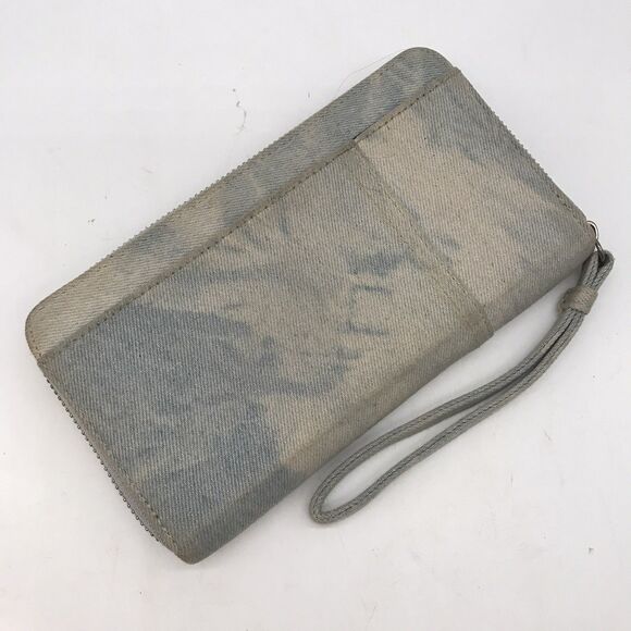 VTG. Yik Gung Blue Jean Y2K Denim Zip Around Wristlet Wallet Travel Organizer - Picture 4 of 9